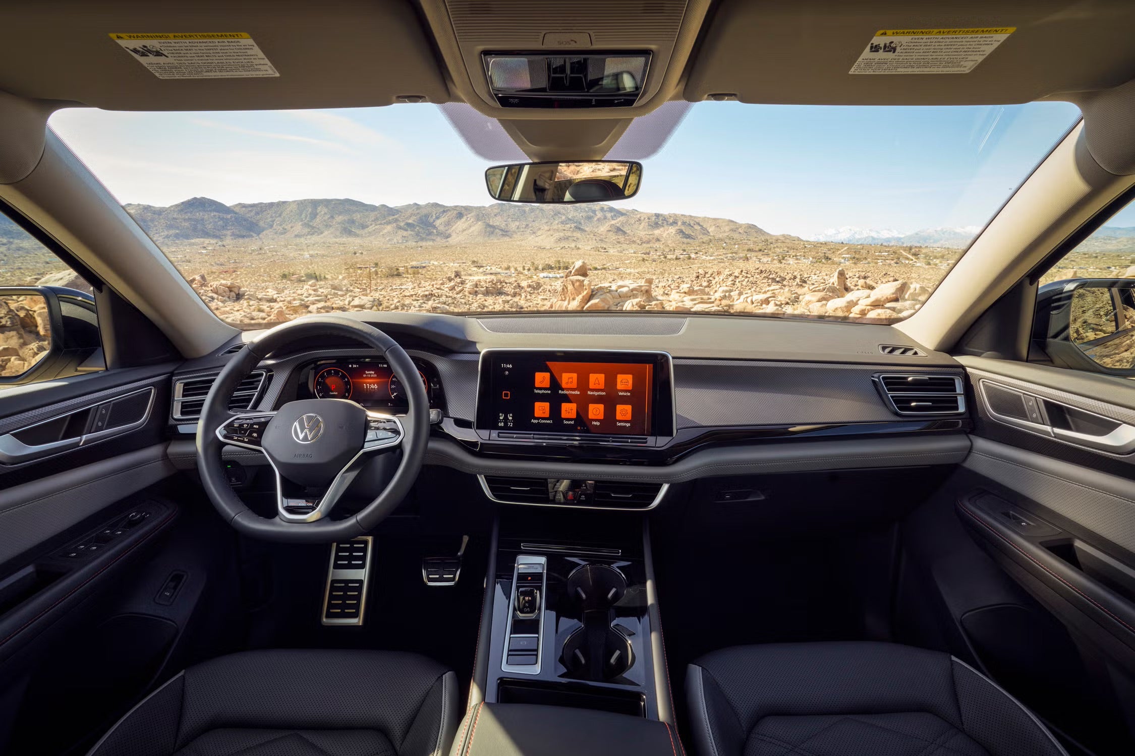 Volkswagen Atlas dashboard, steering wheel and 12-inch touchscreen