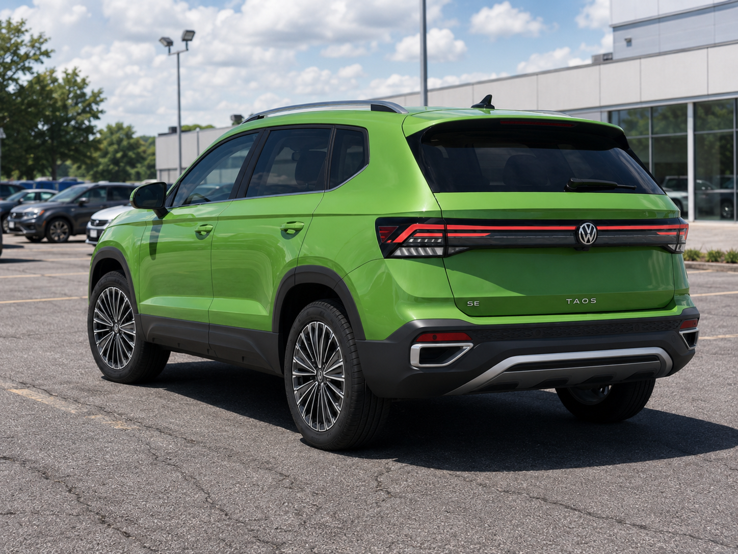 2026 Volkswagen Taos SE rear three-quarter view