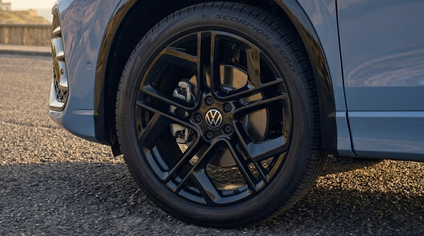 2026 Volkswagen Tiguan SE R-Line Black 19-inch two-tone alloy wheels with gloss black accents